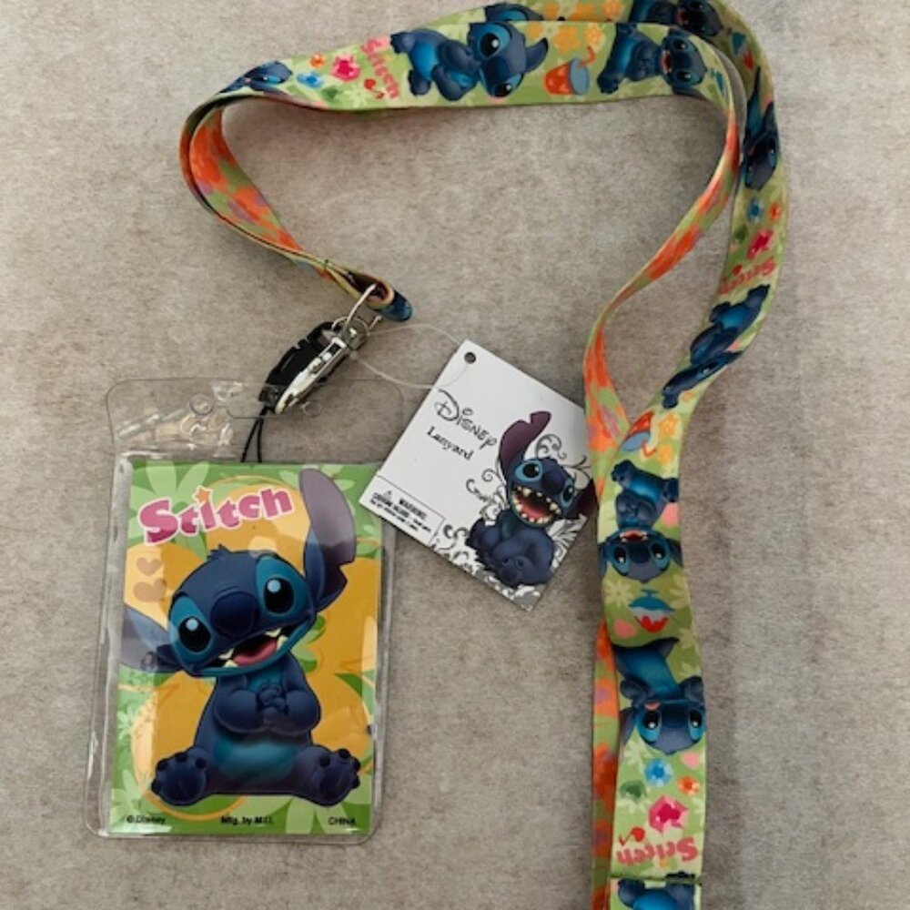NWT Disney Stitch Lanyard with ID Badge Holder